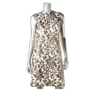 Lauren by Ralph Lauren Ivory Lace Gold Sequin Cocktail Dress Women's Size 8